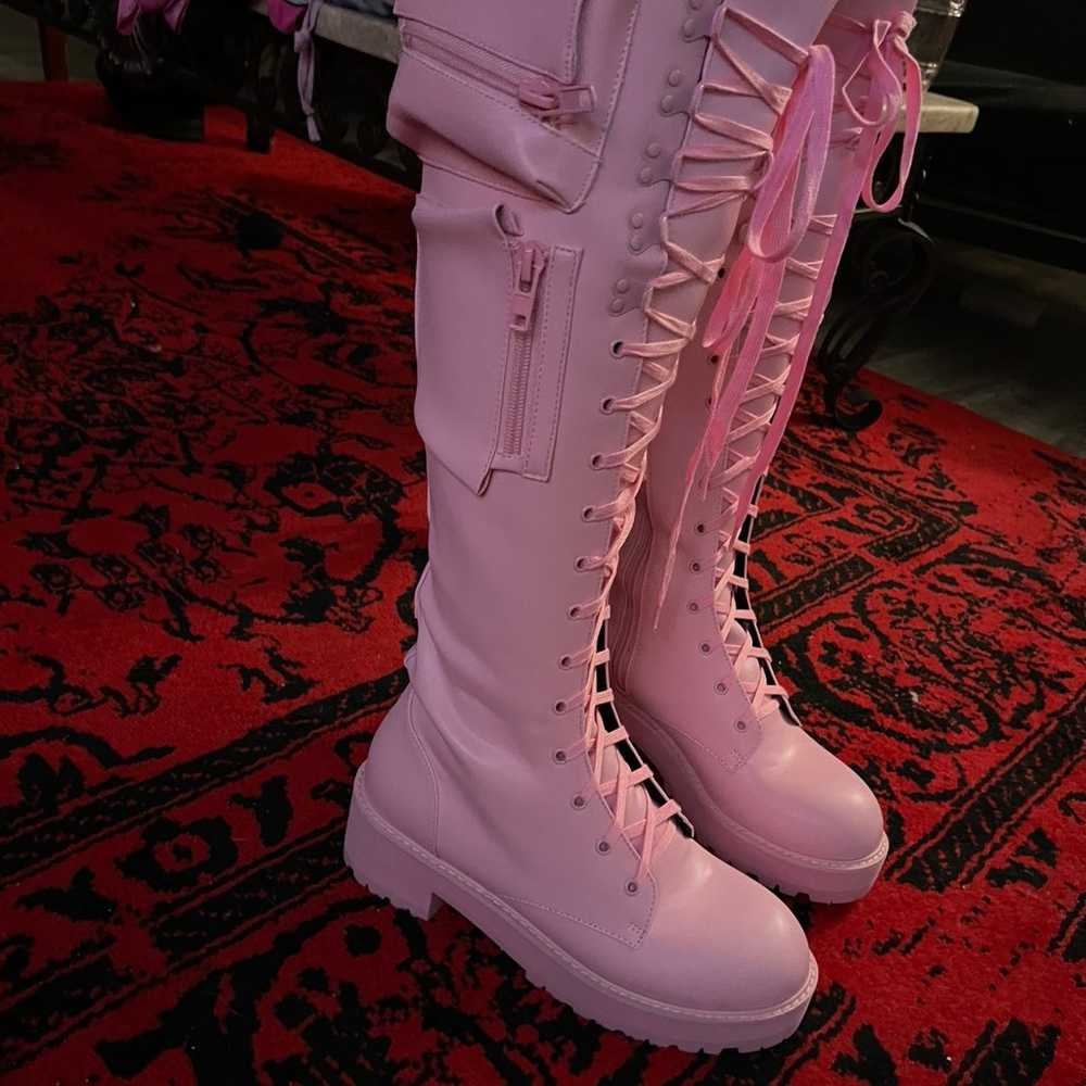 Pink combat boots - image 3