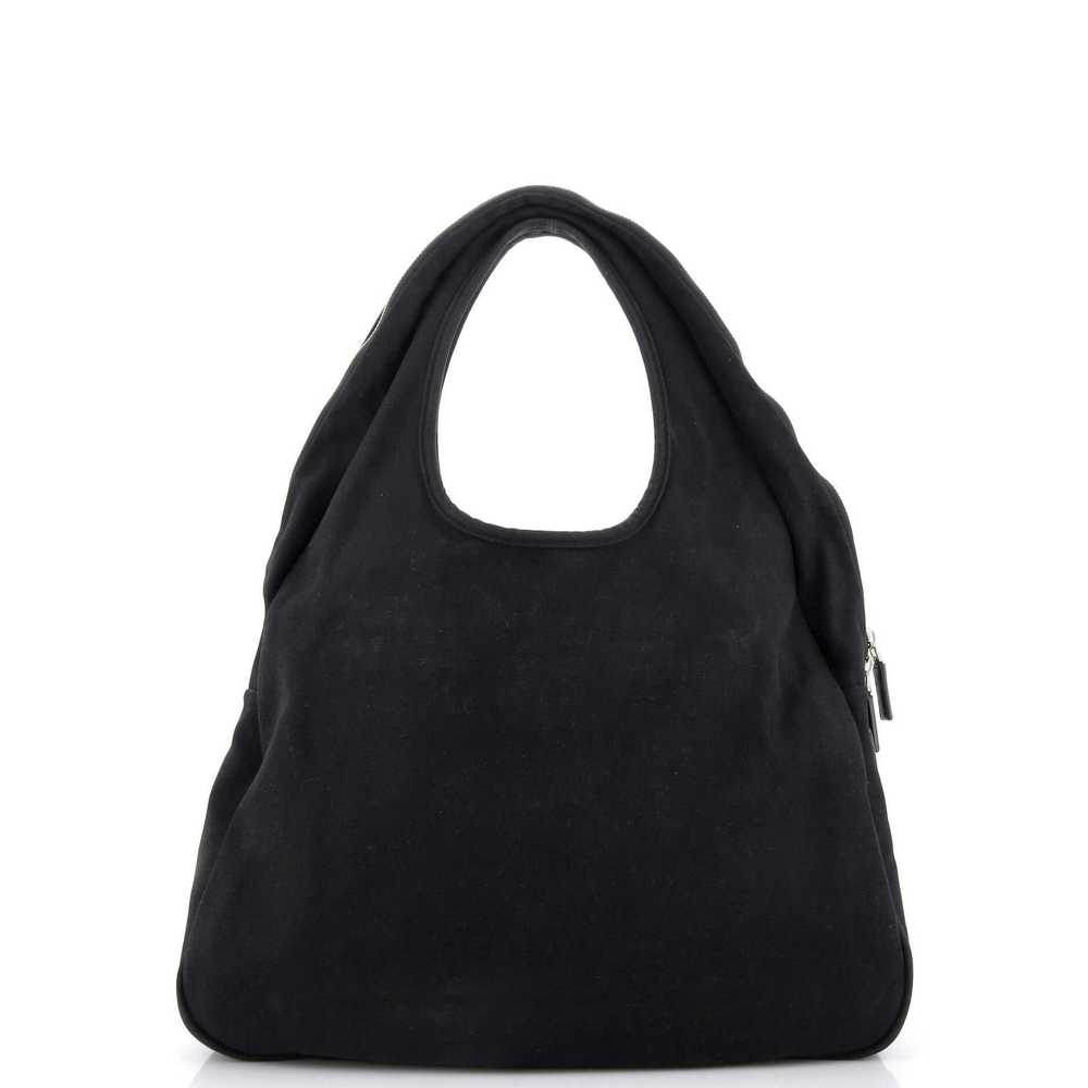 Prada Triangle Logo Zip Hobo Embossed Canvas Large - image 3