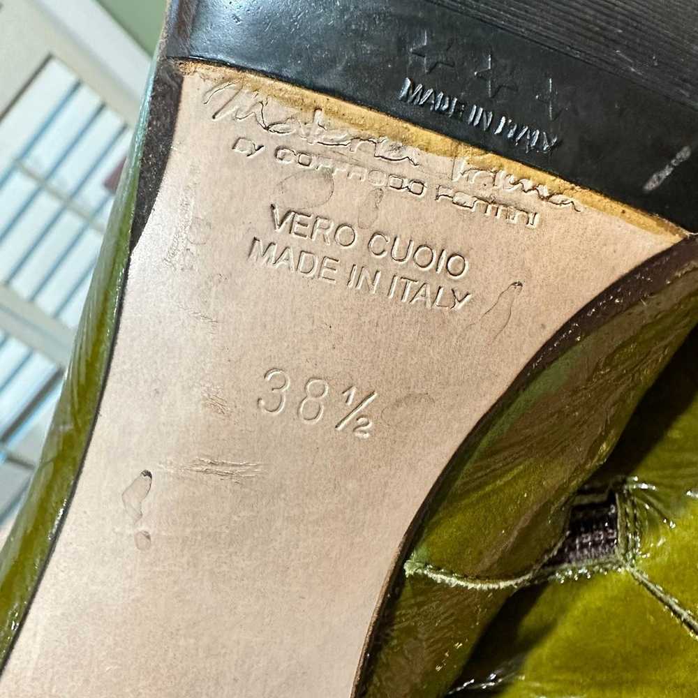 Goffredo Fantini Dark Olive Patent Leather Bootie… - image 10