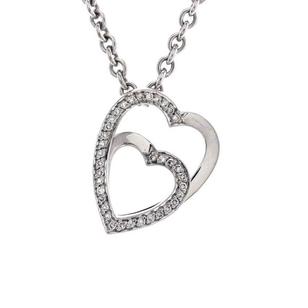 Cartier Double Heart Pendant Necklace 18K White G… - image 1