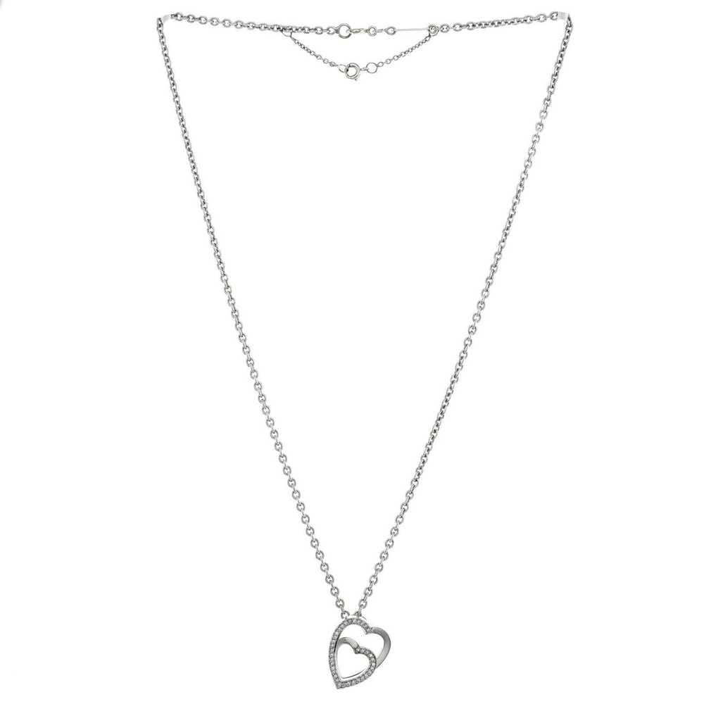 Cartier Double Heart Pendant Necklace 18K White G… - image 2