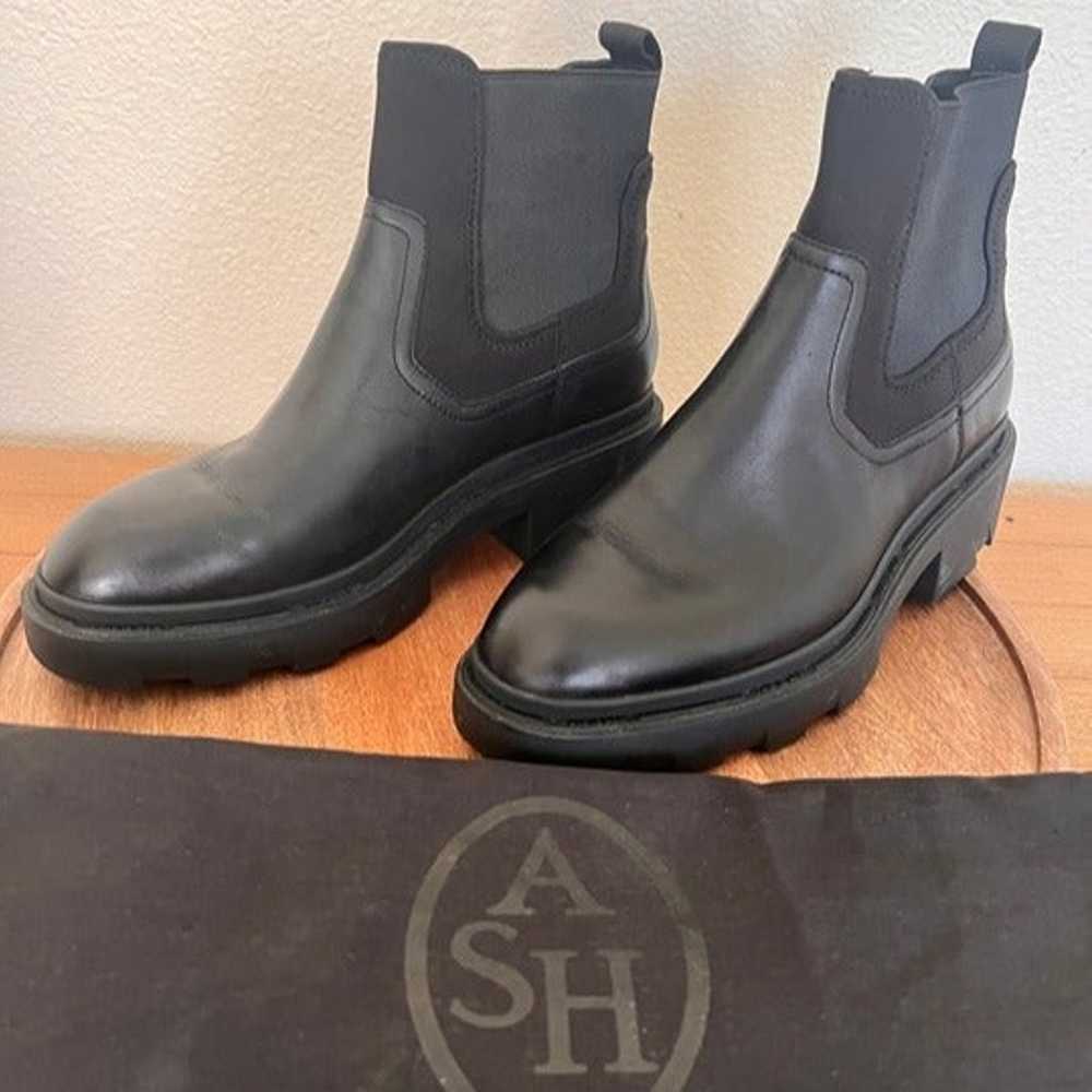 ASH Black Leather Lug Sole Booties - Size 9.5 EU … - image 1