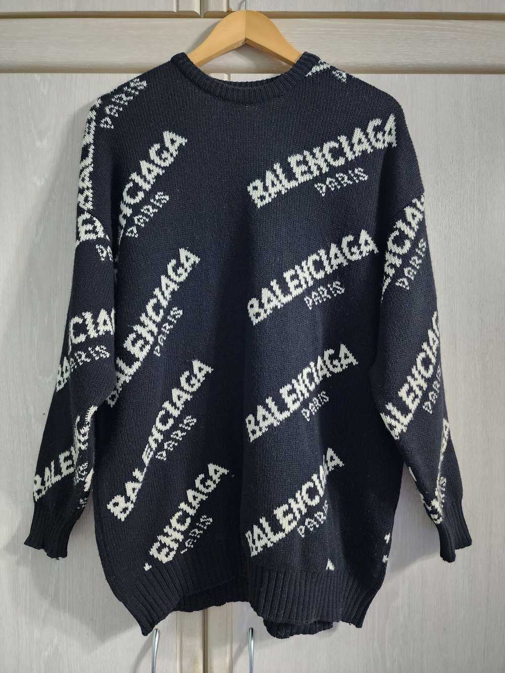 Balenciaga Jacquard Allover Logo Sweater - image 1