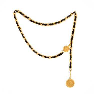 Chanel Vintage Medallion Chain Belt Metal and Lea… - image 1