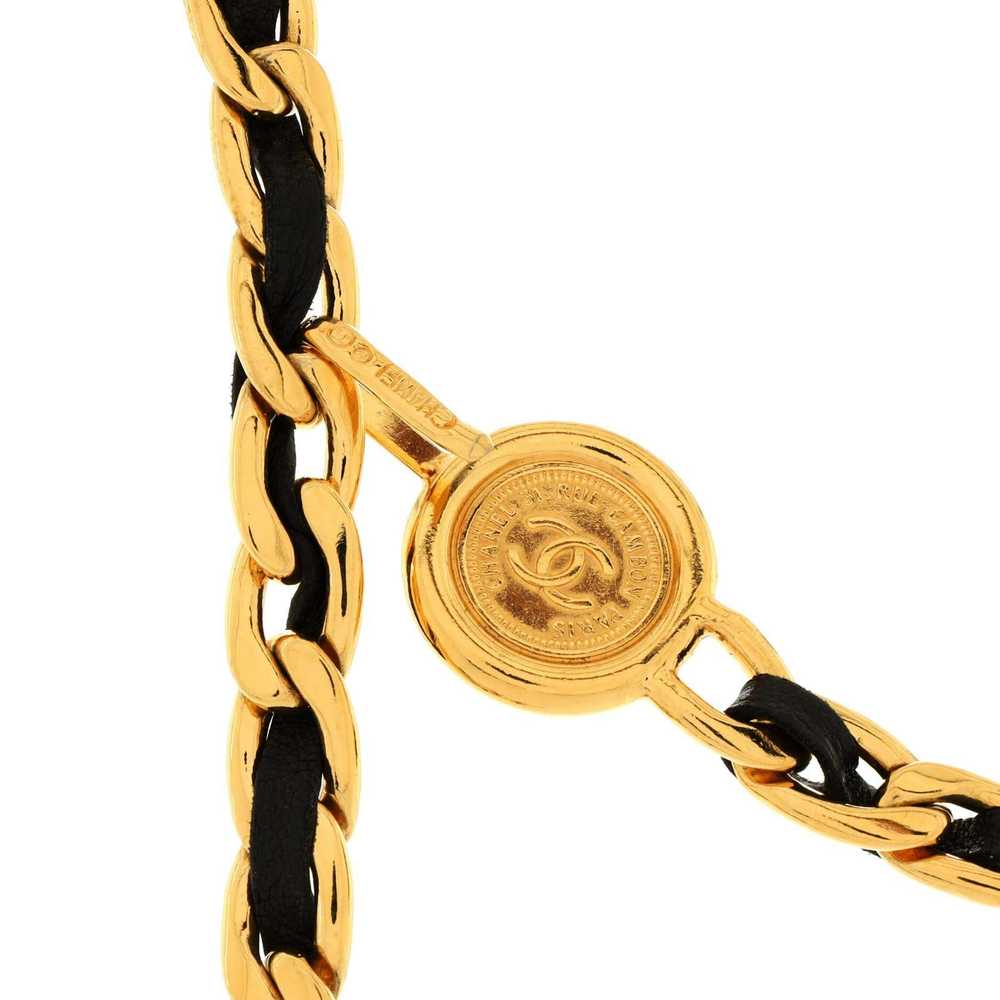 Chanel Vintage Medallion Chain Belt Metal and Lea… - image 2
