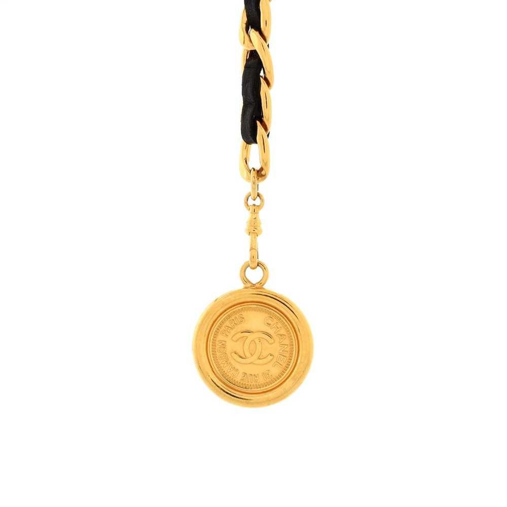Chanel Vintage Medallion Chain Belt Metal and Lea… - image 3