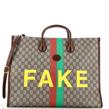 Gucci Fake/Not Convertible Open Tote Printed GG Co