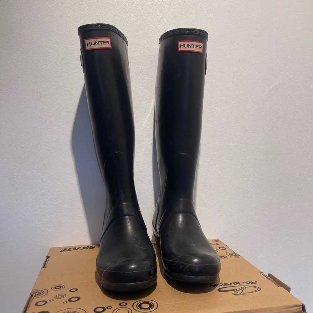 MATTE BLACK HUNTER BOOTS TALL - image 1