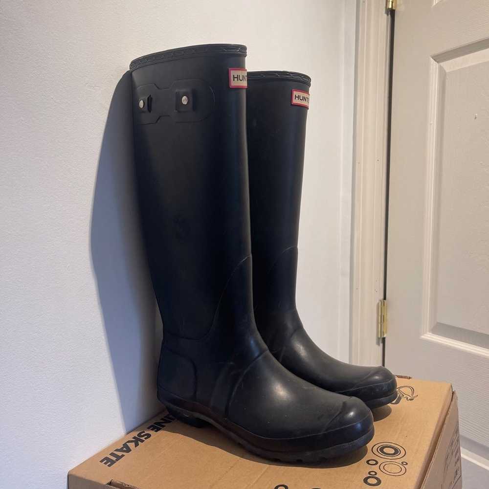 MATTE BLACK HUNTER BOOTS TALL - image 3