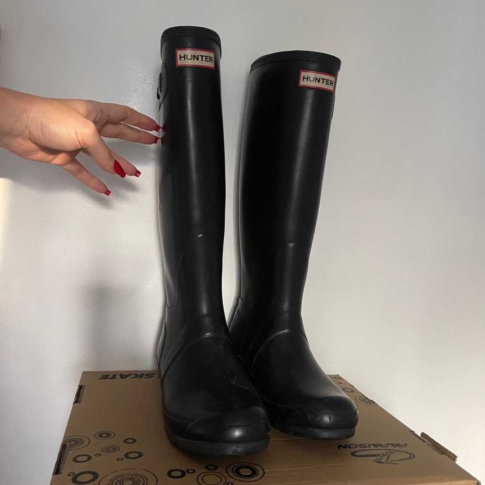 MATTE BLACK HUNTER BOOTS TALL - image 6