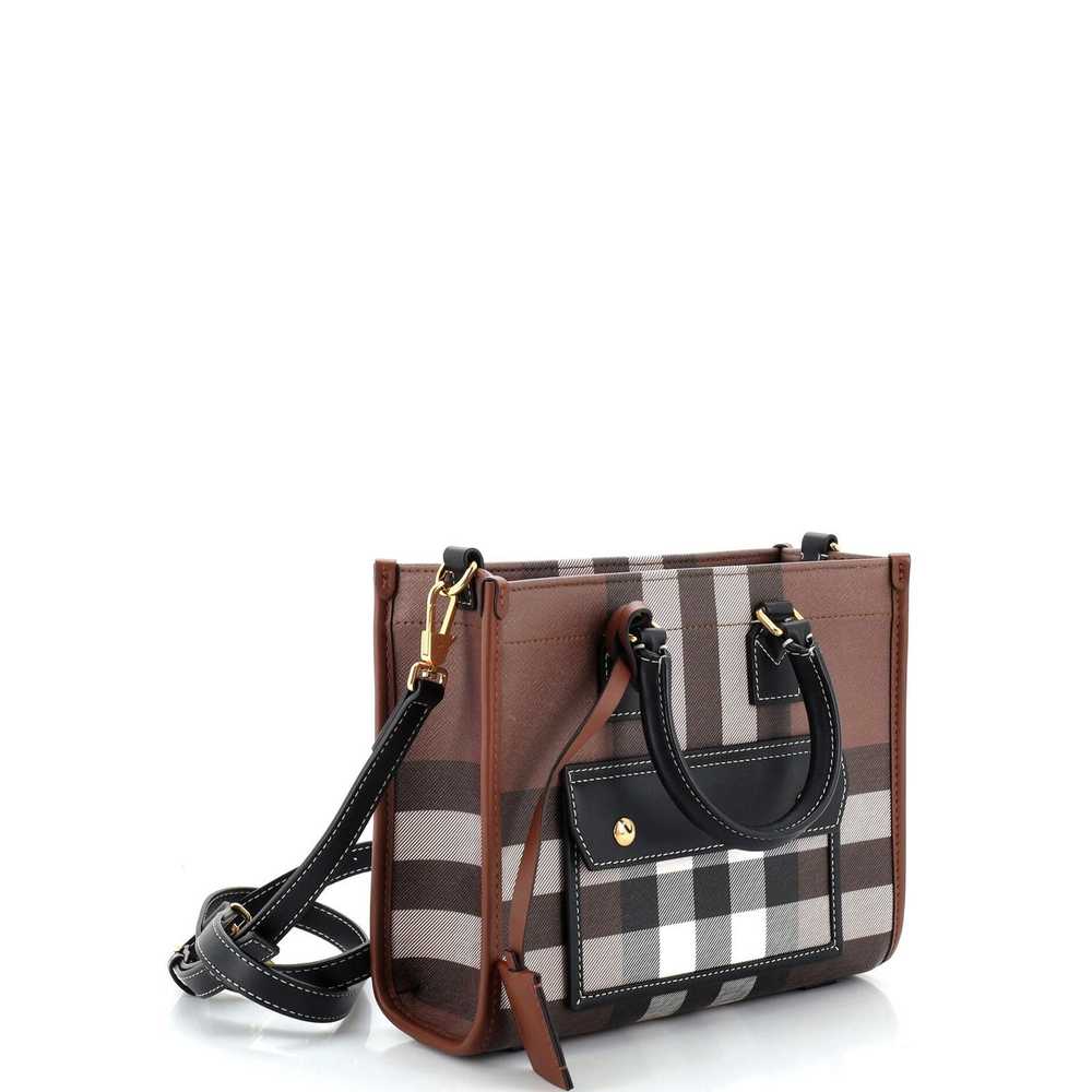 Burberry Freya Shopping Tote Check Canvas with Le… - image 2