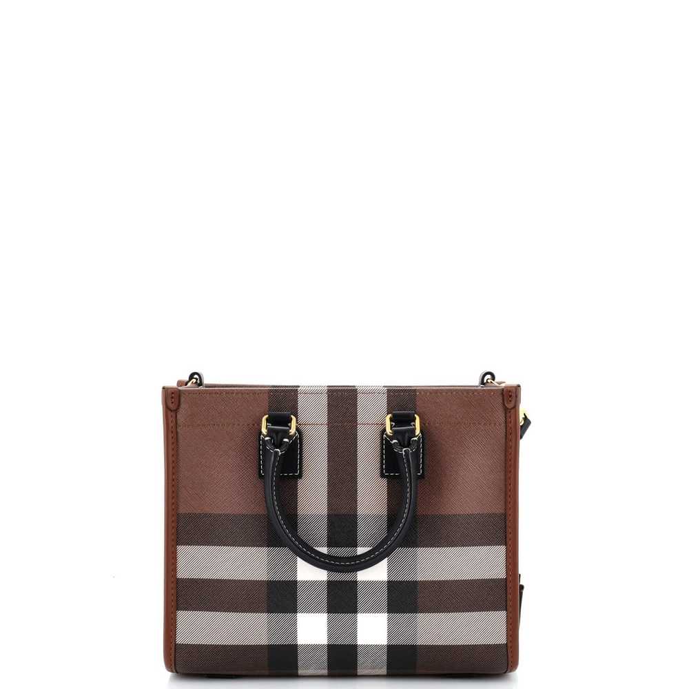 Burberry Freya Shopping Tote Check Canvas with Le… - image 3