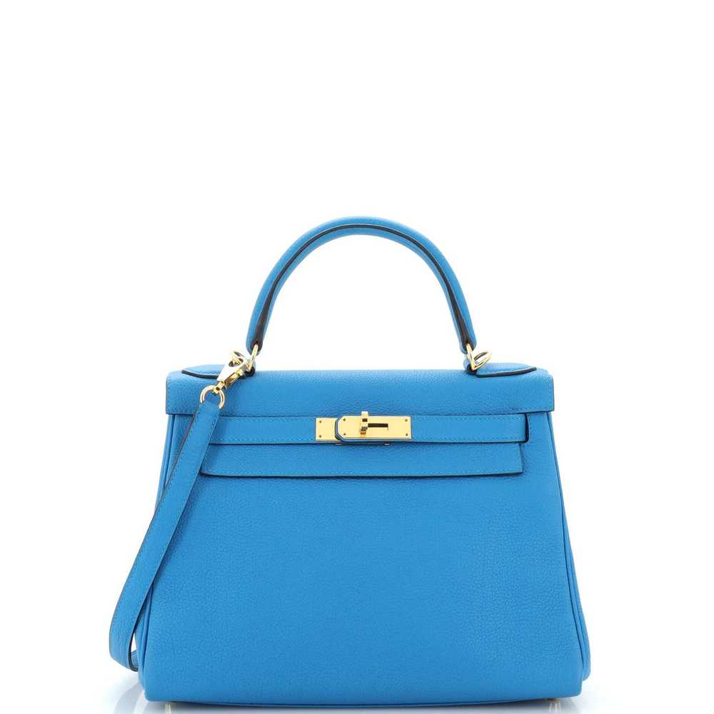 Hermes Kelly Handbag Blue Togo with Gold Hardware… - image 1