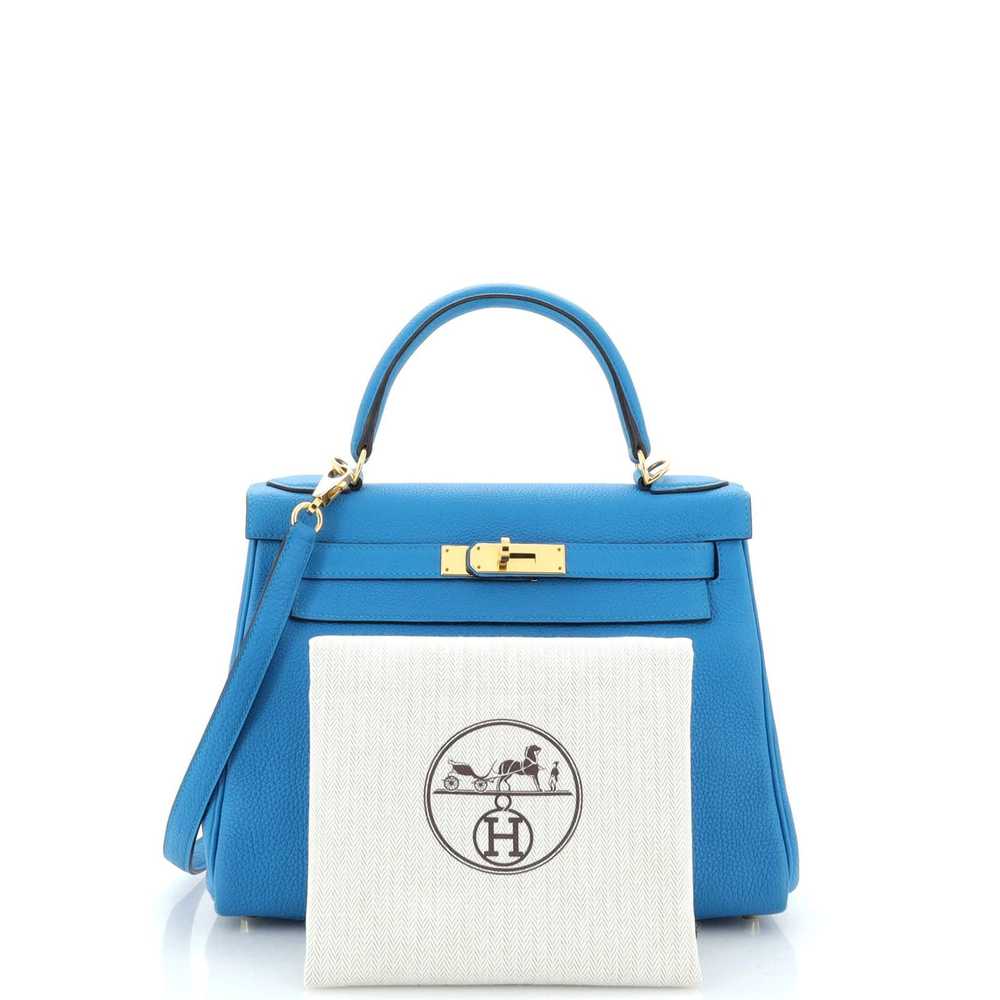 Hermes Kelly Handbag Blue Togo with Gold Hardware… - image 2