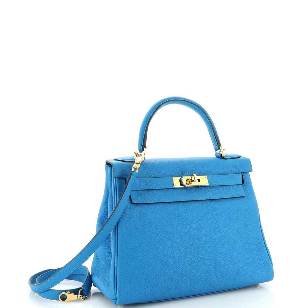 Hermes Kelly Handbag Blue Togo with Gold Hardware… - image 3