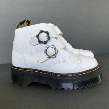 Dr. Martens Devon deals Flower Buckle Platform White Boot NWOB Size 9