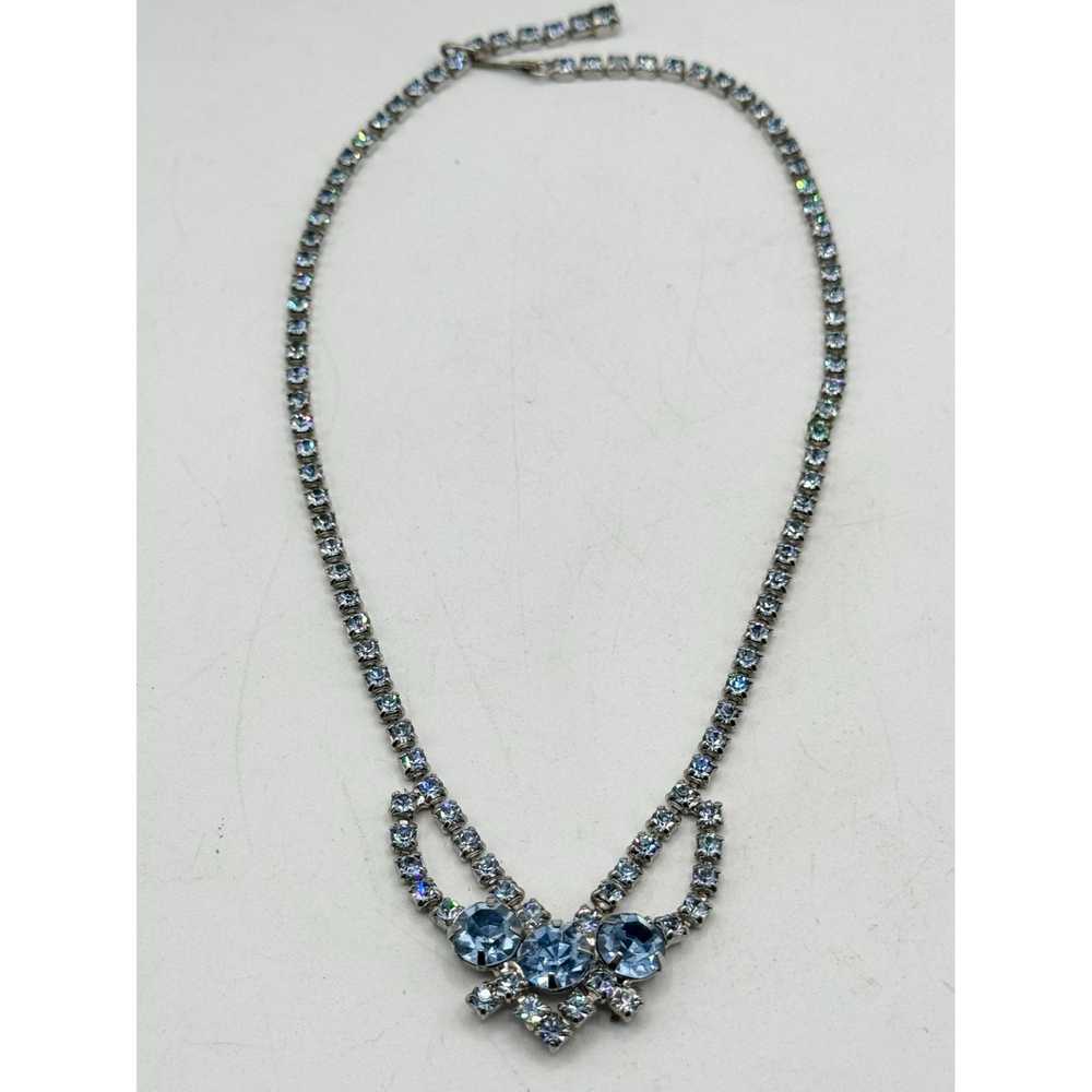 Vintage Vintage blue glass rhinestone collar neck… - image 1