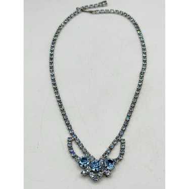 Vintage Vintage blue glass rhinestone collar neck… - image 1