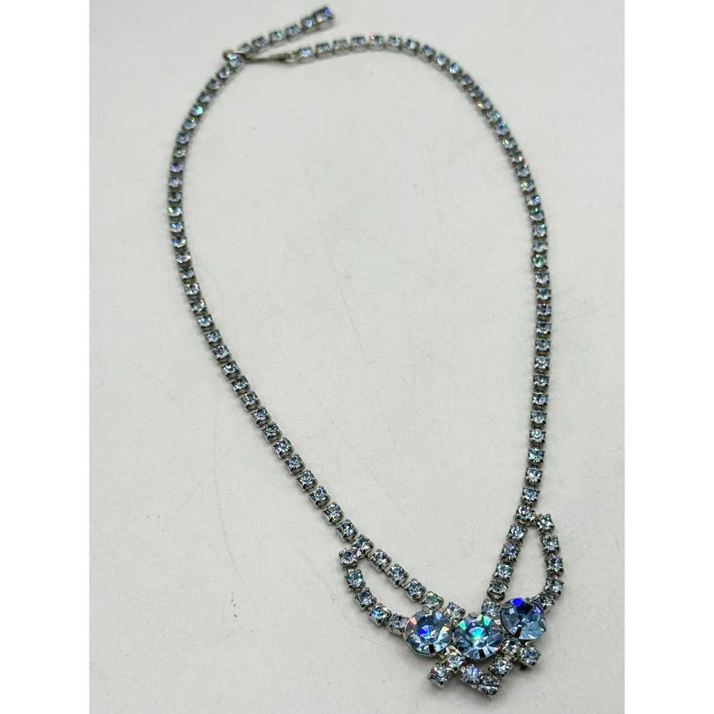 Vintage Vintage blue glass rhinestone collar neck… - image 2