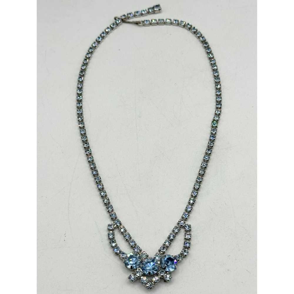 Vintage Vintage blue glass rhinestone collar neck… - image 3