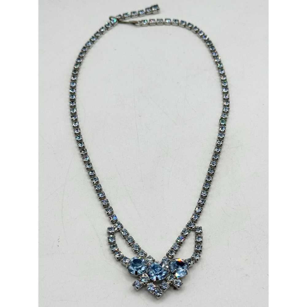 Vintage Vintage blue glass rhinestone collar neck… - image 4