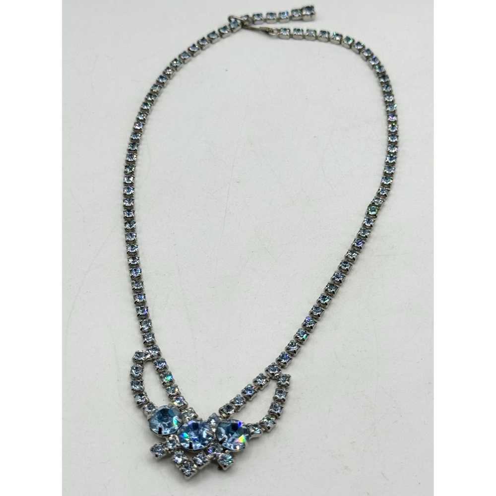 Vintage Vintage blue glass rhinestone collar neck… - image 5