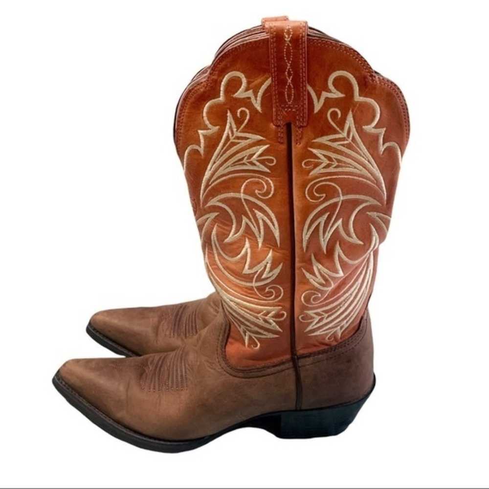 ARIAT Cowboy Western Boots Two-Tone Scroll Stitch… - image 3