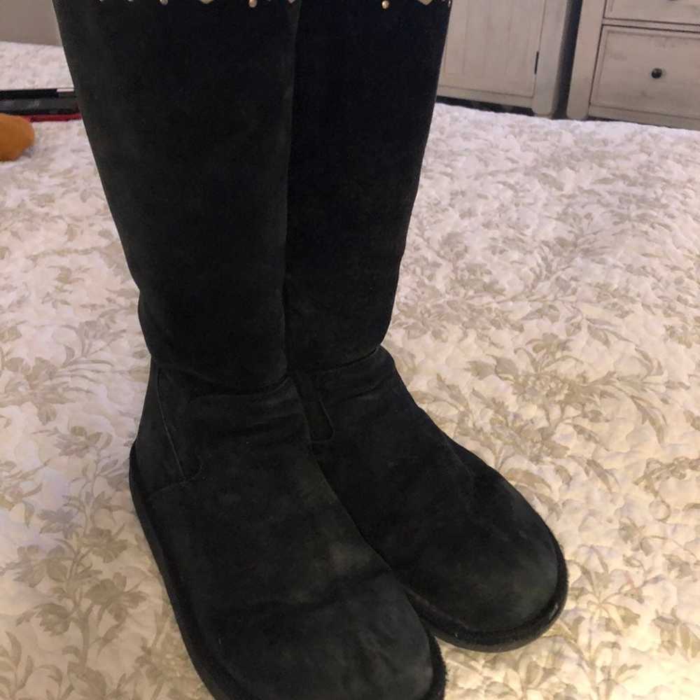 Black Leather UGG Boots, Womens Size 5 - image 2