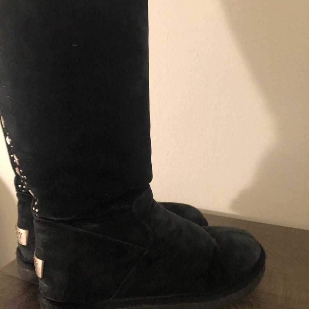 Black Leather UGG Boots, Womens Size 5 - image 4