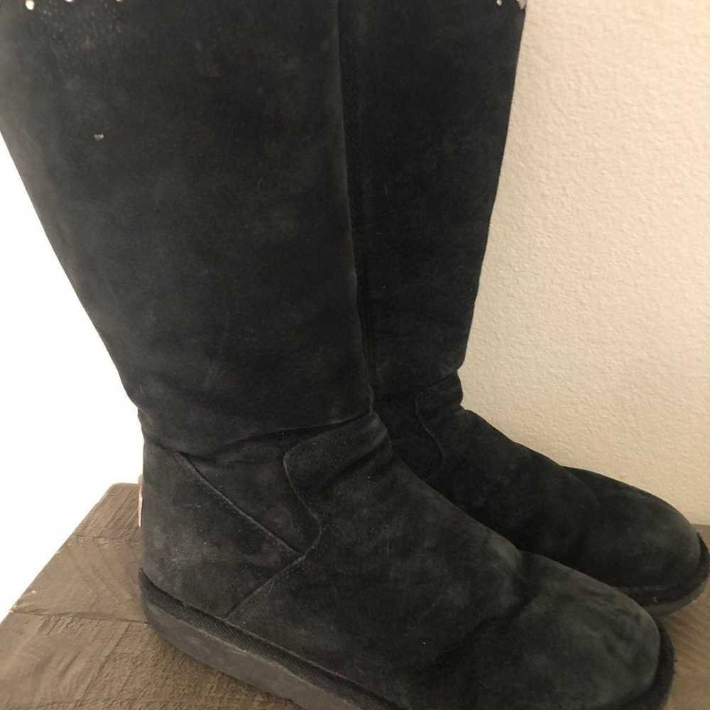 Black Leather UGG Boots, Womens Size 5 - image 5