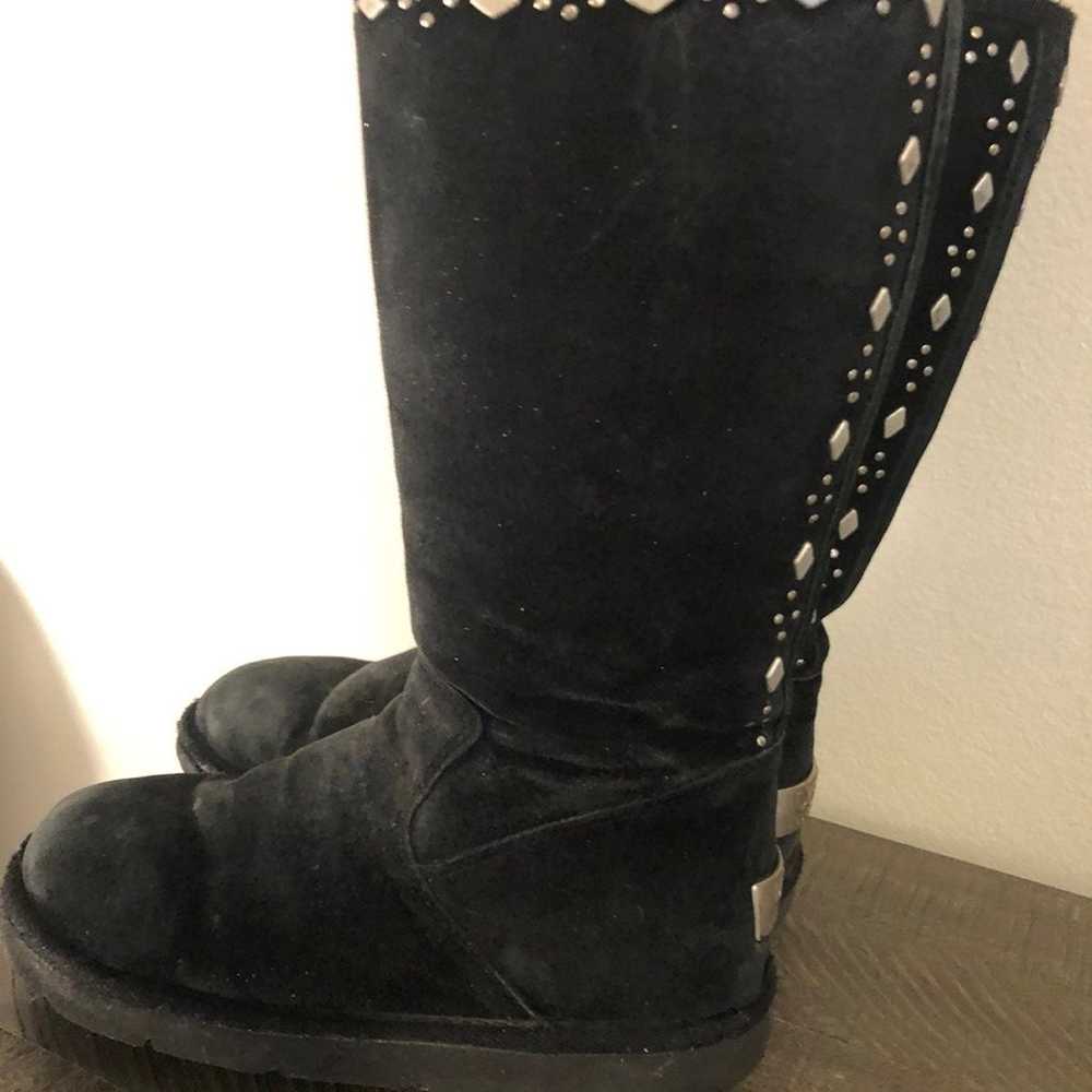 Black Leather UGG Boots, Womens Size 5 - image 6