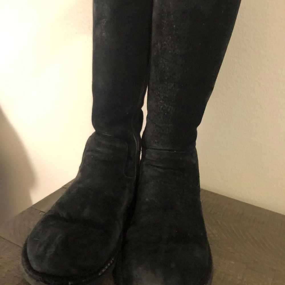 Black Leather UGG Boots, Womens Size 5 - image 7