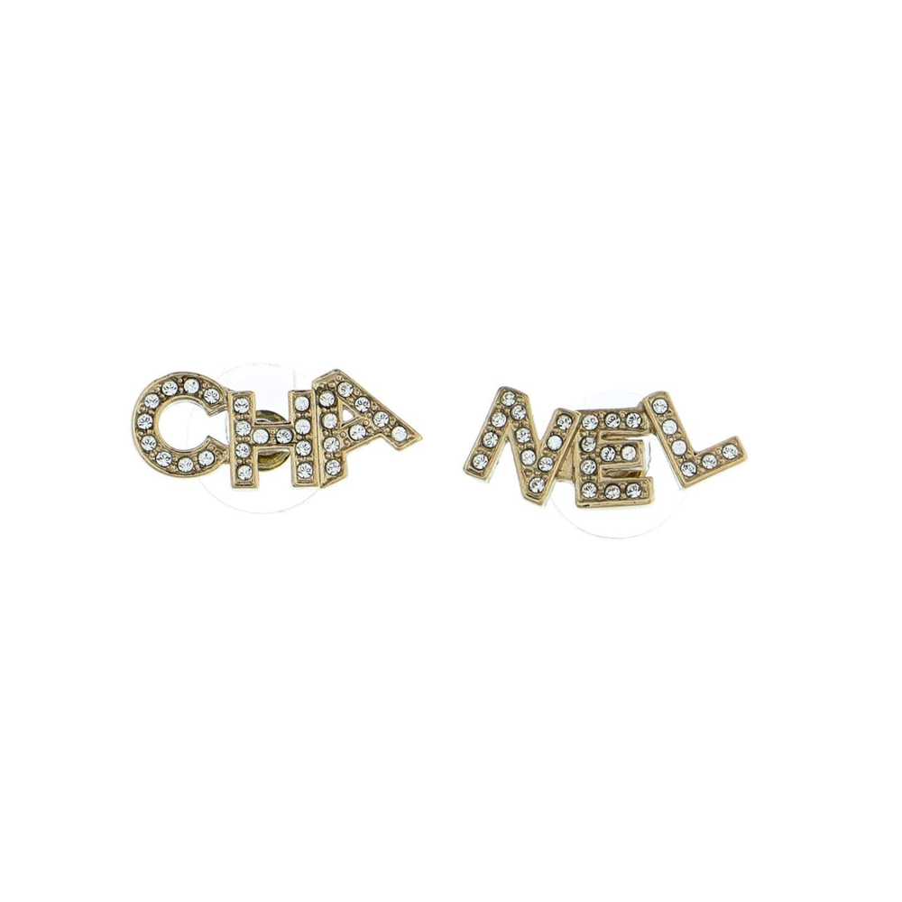 Chanel CHA-NEL Stud Earrings Metal with Crystals … - image 1