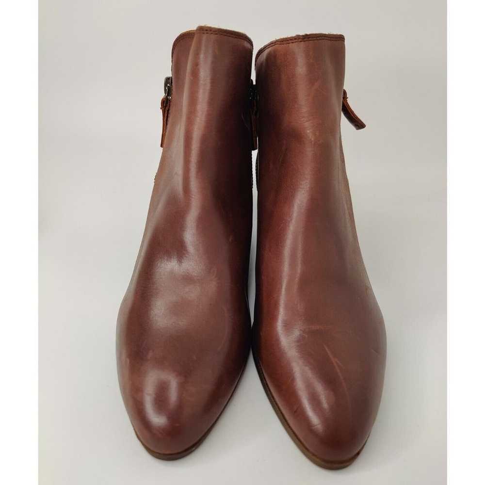 Frye Judith Brown Leather Ankle Zip Almond Toe Wo… - image 2