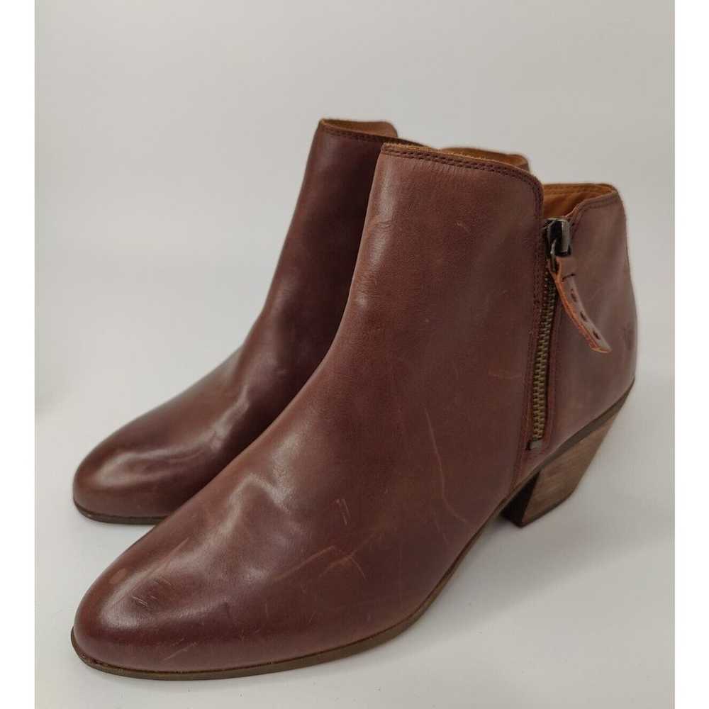 Frye Judith Brown Leather Ankle Zip Almond Toe Wo… - image 3