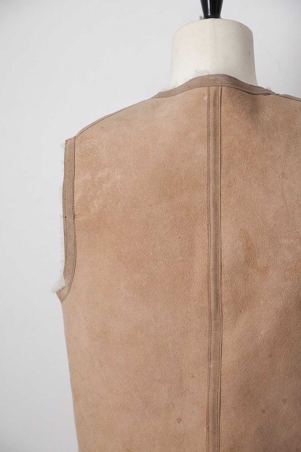 Vintage 1970's French shearling leather vest - image 4