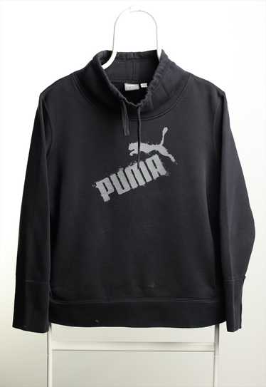 Vintage Puma Shawl Neck Sweatshirt Black Unisex Si