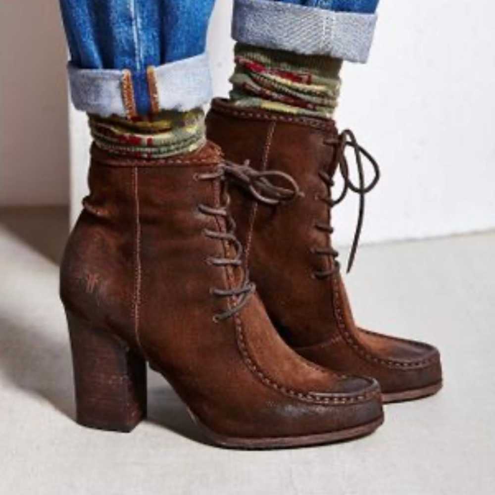 Frye Parker Moc Short Suede Leather Heeled Boots … - image 10