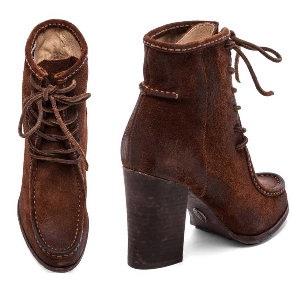 Frye Parker Moc Short Suede Leather Heeled Boots … - image 11