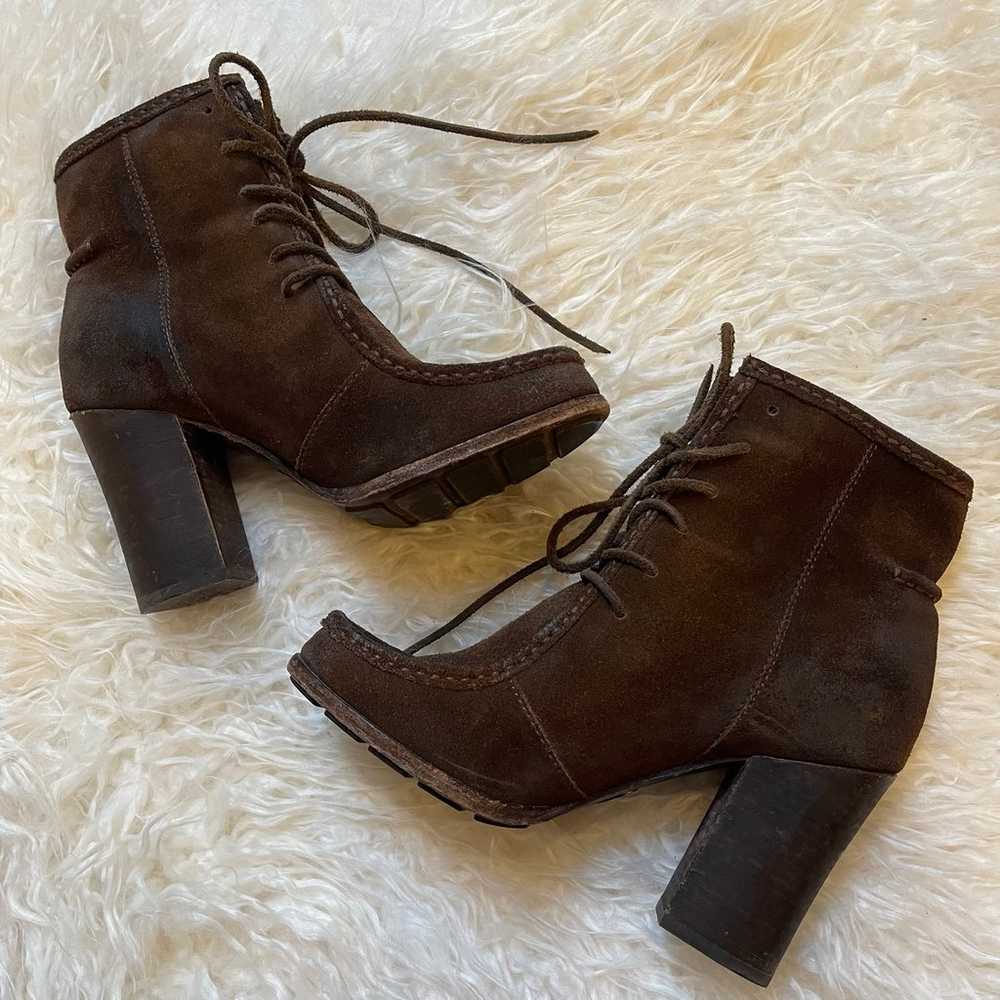 Frye Parker Moc Short Suede Leather Heeled Boots … - image 12