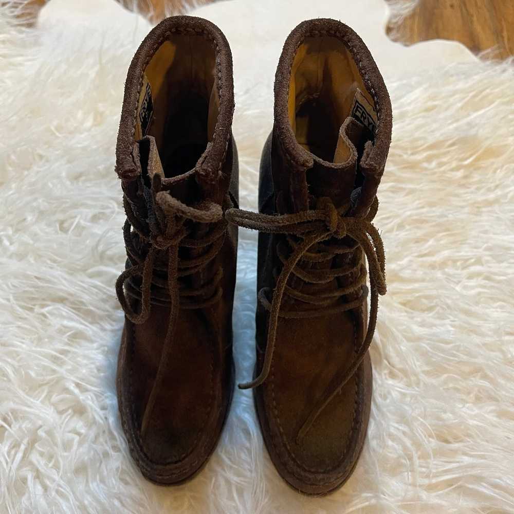 Frye Parker Moc Short Suede Leather Heeled Boots … - image 3