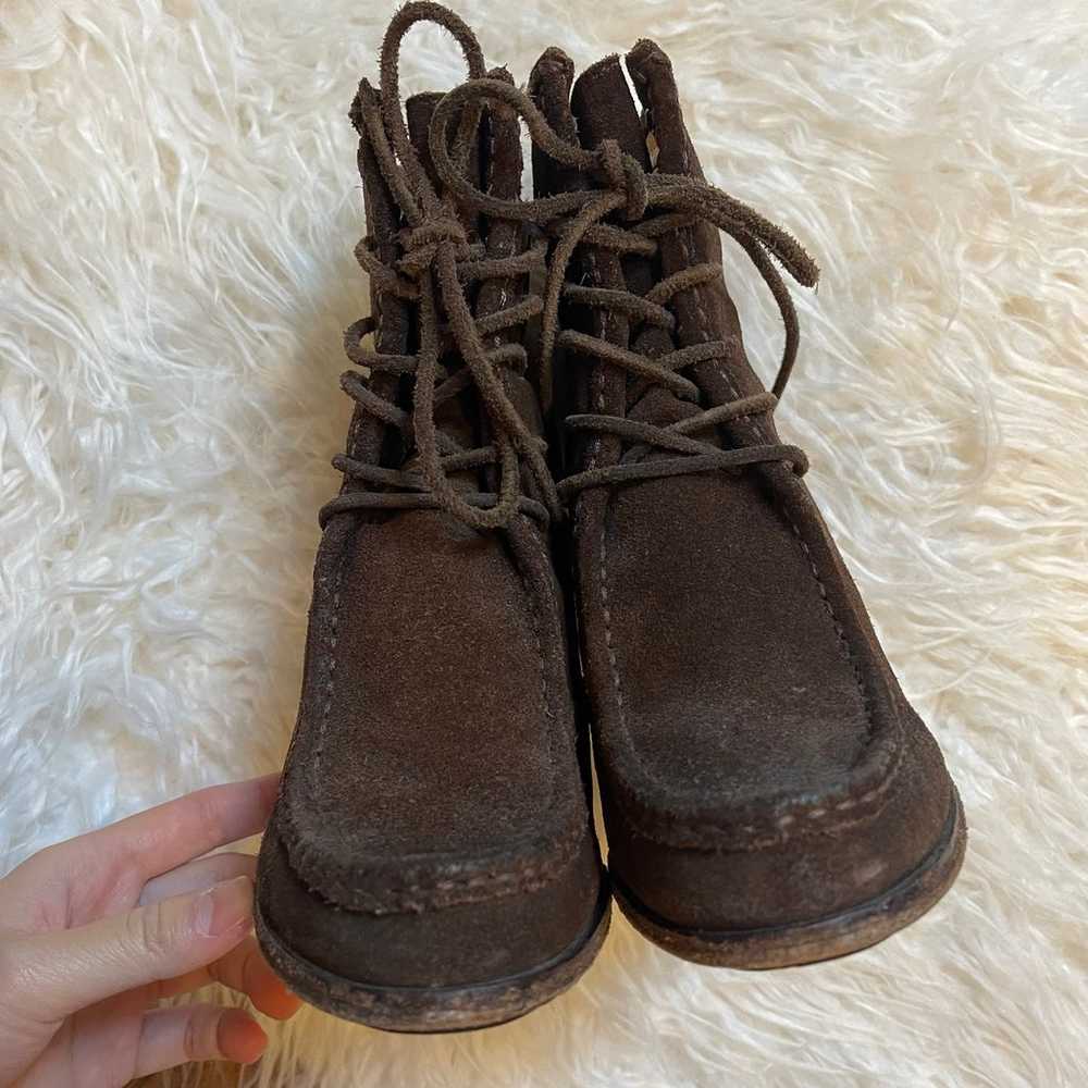 Frye Parker Moc Short Suede Leather Heeled Boots … - image 5