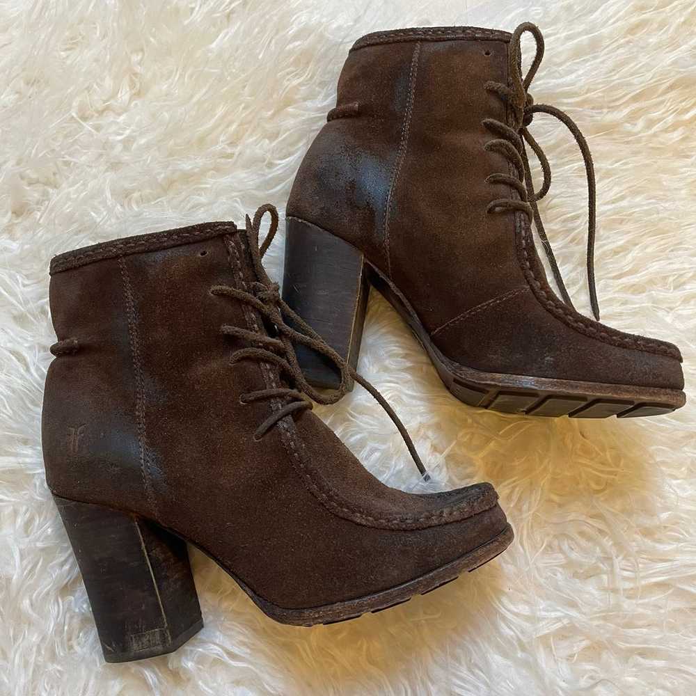 Frye Parker Moc Short Suede Leather Heeled Boots … - image 9