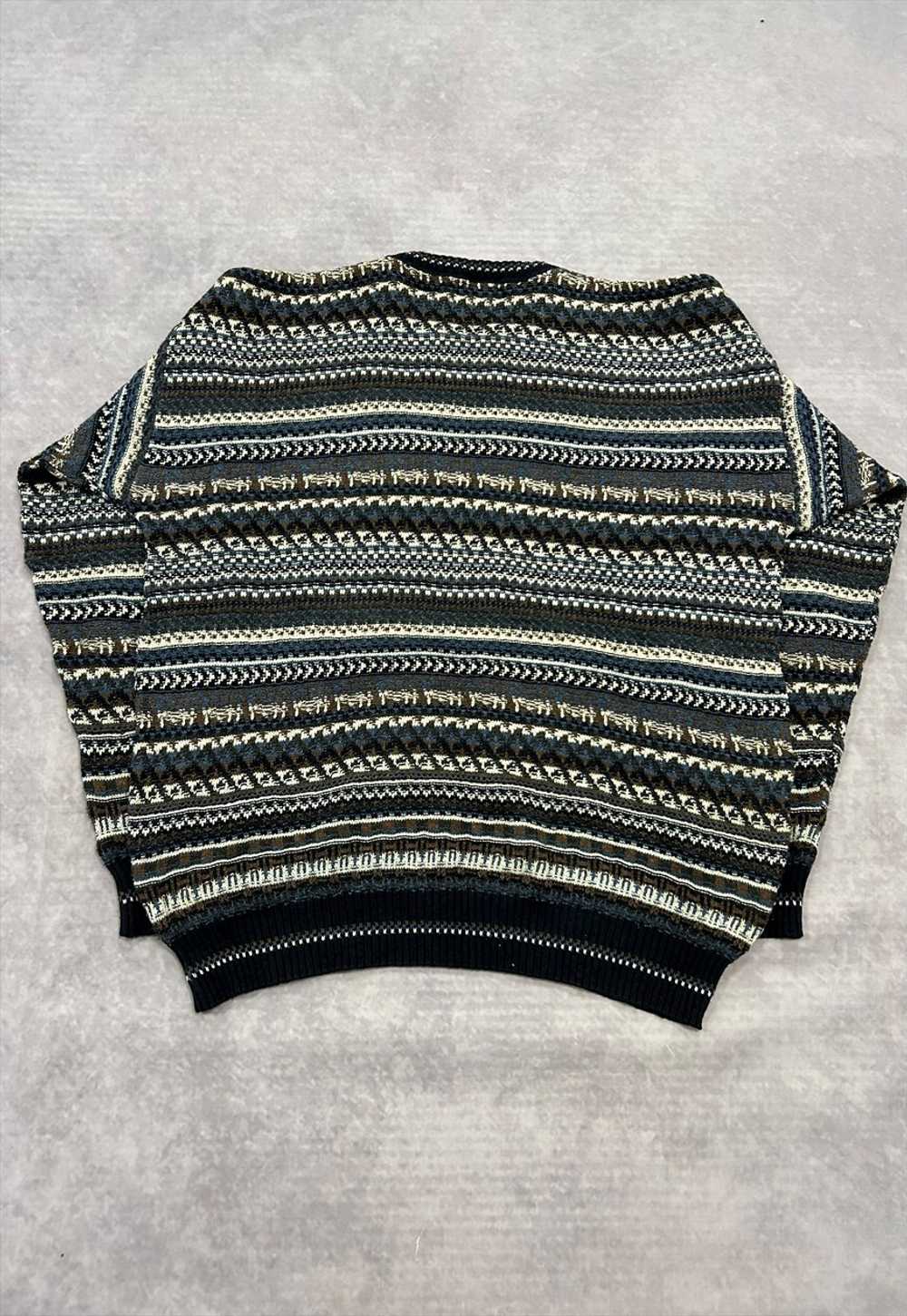 Vintage Knitted Jumper Abstract Patterned Grandad… - image 5