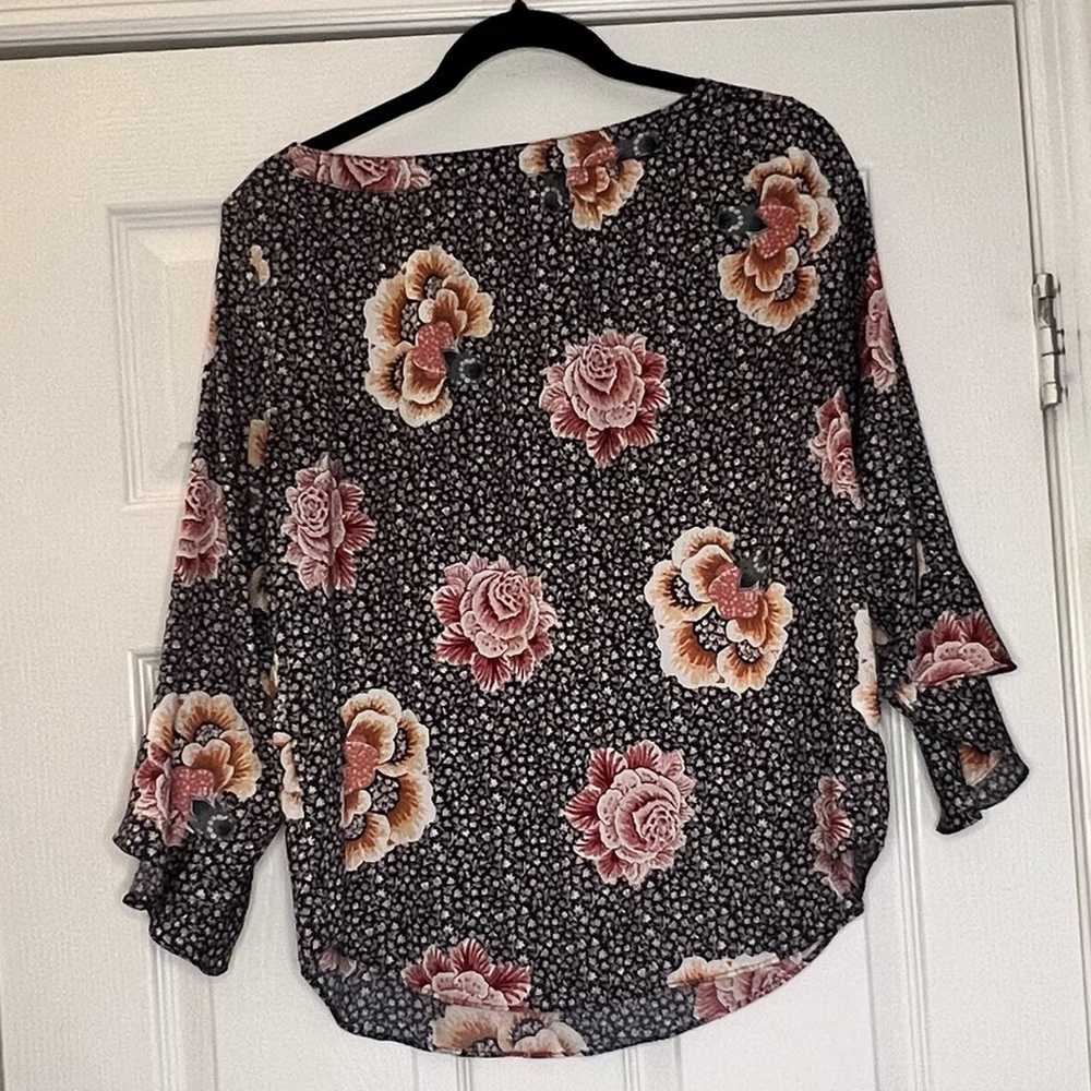 Loft Loft Floral Bell Ruffle Sleeve Blouse - image 8