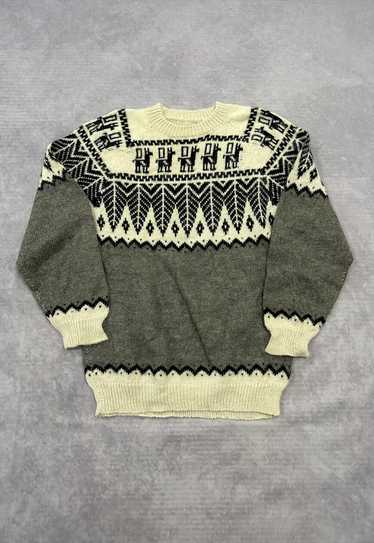 Vintage Knitted Jumper Abstract Llama Patterned K… - image 1