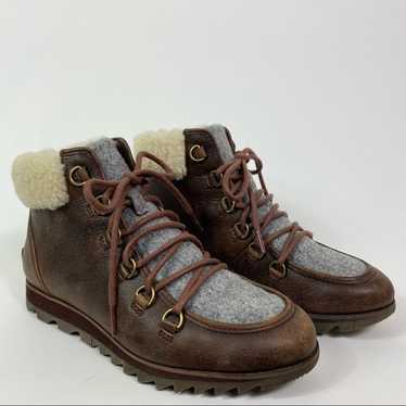 Sorel Harlow lace lux brown leather Sherpa 8