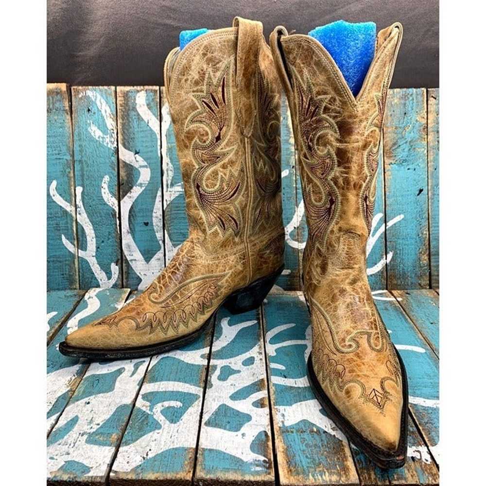 Corral Tan Leather Pointed Toe Western Cowgirl Bo… - image 2
