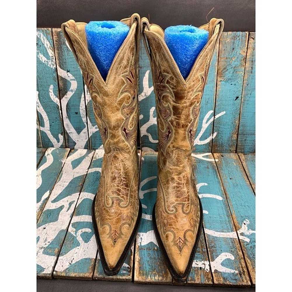 Corral Tan Leather Pointed Toe Western Cowgirl Bo… - image 3