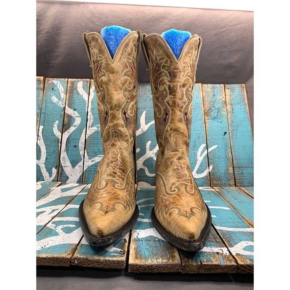 Corral Tan Leather Pointed Toe Western Cowgirl Bo… - image 4